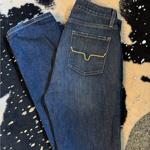Kimes Ranch Women’s Boot Cut Jeans - Dark Blue with Yellow Stitching
